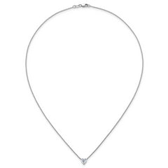 14k White Gold 3/4 carat Lab Grown Diamond VS+ F+ Heart Complete 18 inch Four Prong Pendant Necklace