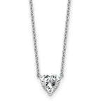 14k White Gold 3/4 carat Lab Grown Diamond VS+ F+ Heart Complete 18 inch Four Prong Pendant Necklace