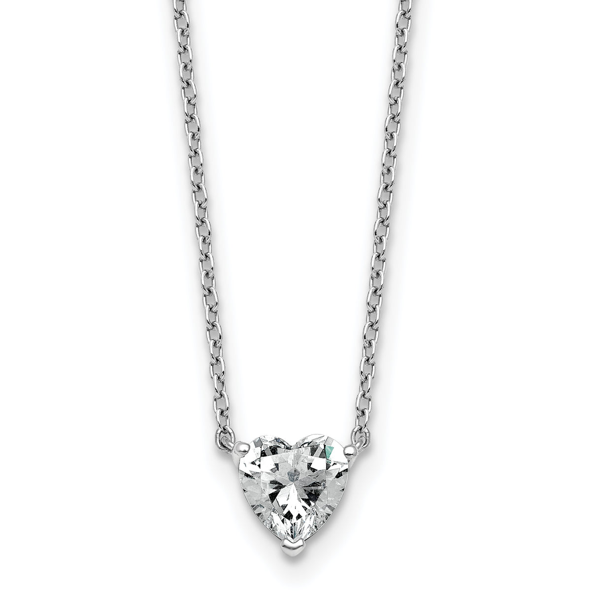 14k White Gold 3/4 carat Lab Grown Diamond VS+ F+ Heart Complete 18 inch Four Prong Pendant Necklace