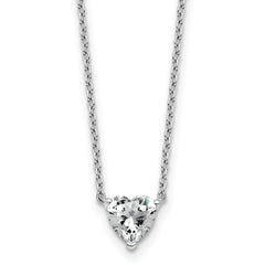 14k White Gold 3/4 carat Lab Grown Diamond VS+ F+ Heart Complete 18 inch Four Prong Pendant Necklace