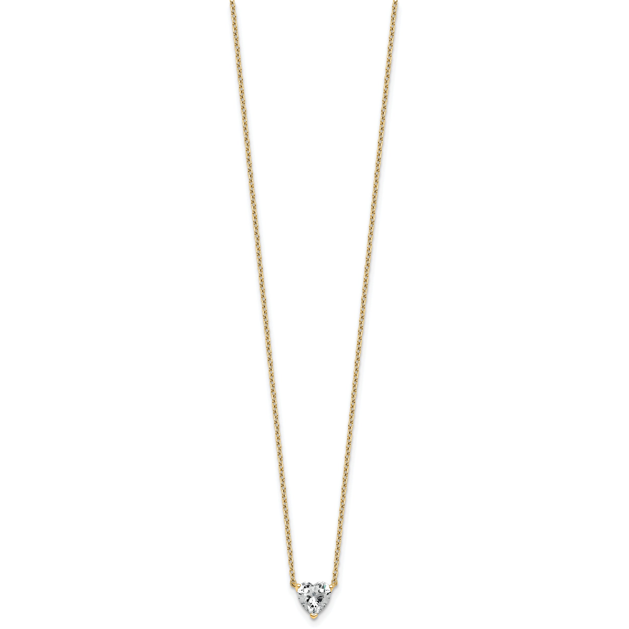 14k 3/4 carat Lab Grown Diamond VS+ F+ Heart Complete 18 inch Four Prong Pendant Necklace