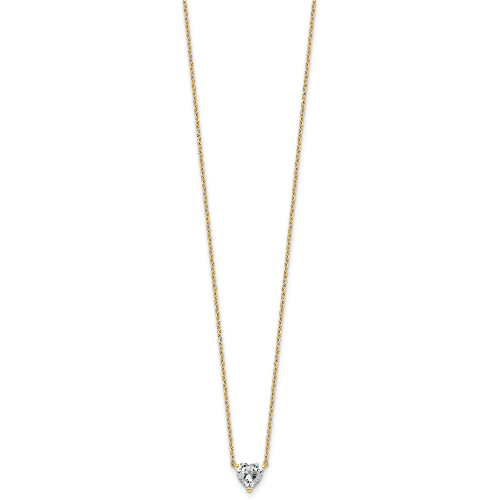 14k 3/4 carat Lab Grown Diamond VS+ F+ Heart Complete 18 inch Four Prong Pendant Necklace