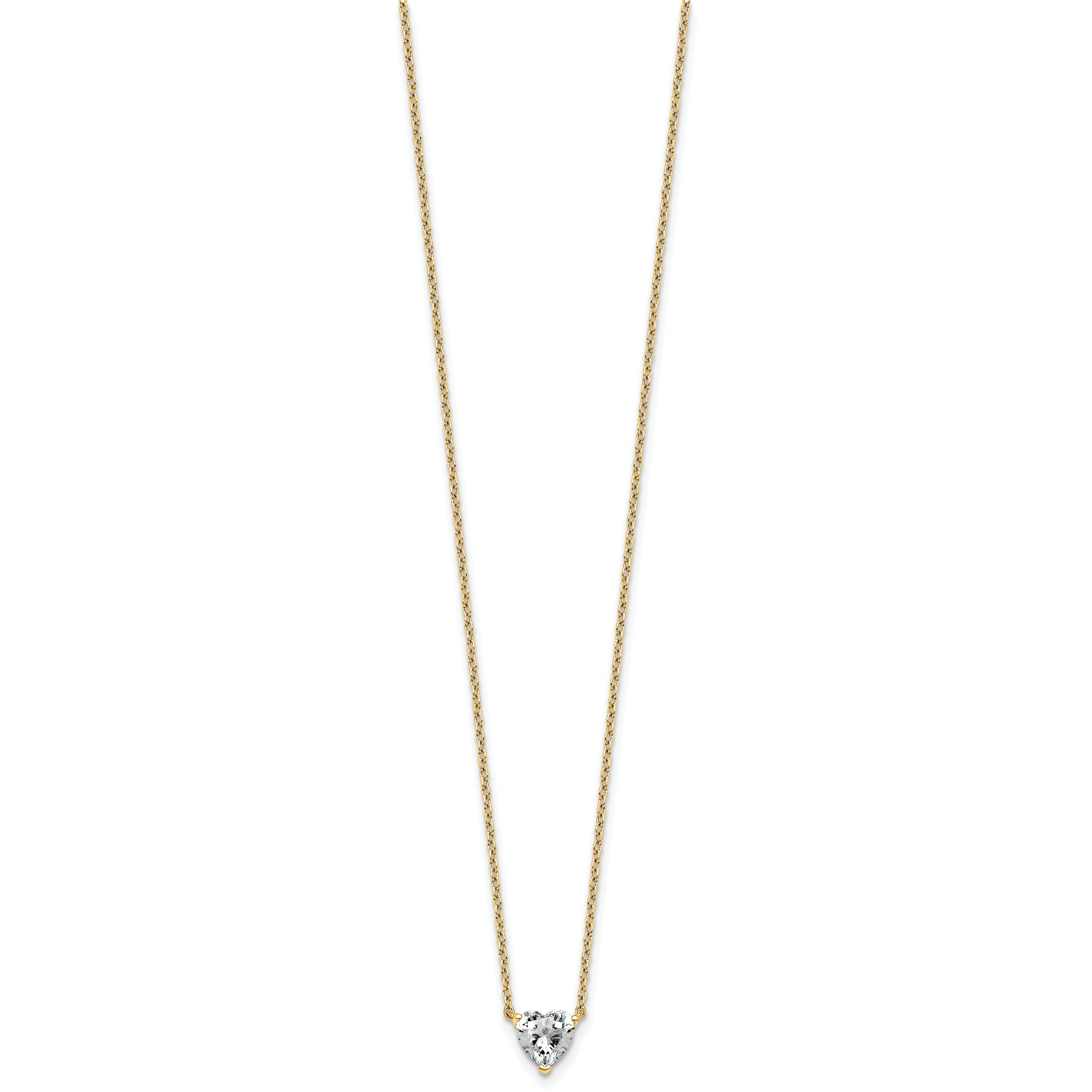 14k 3/4 carat Lab Grown Diamond VS+ F+ Heart Complete 18 inch Four Prong Pendant Necklace