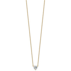 14k 3/4 carat Lab Grown Diamond VS+ F+ Heart Complete 18 inch Four Prong Pendant Necklace