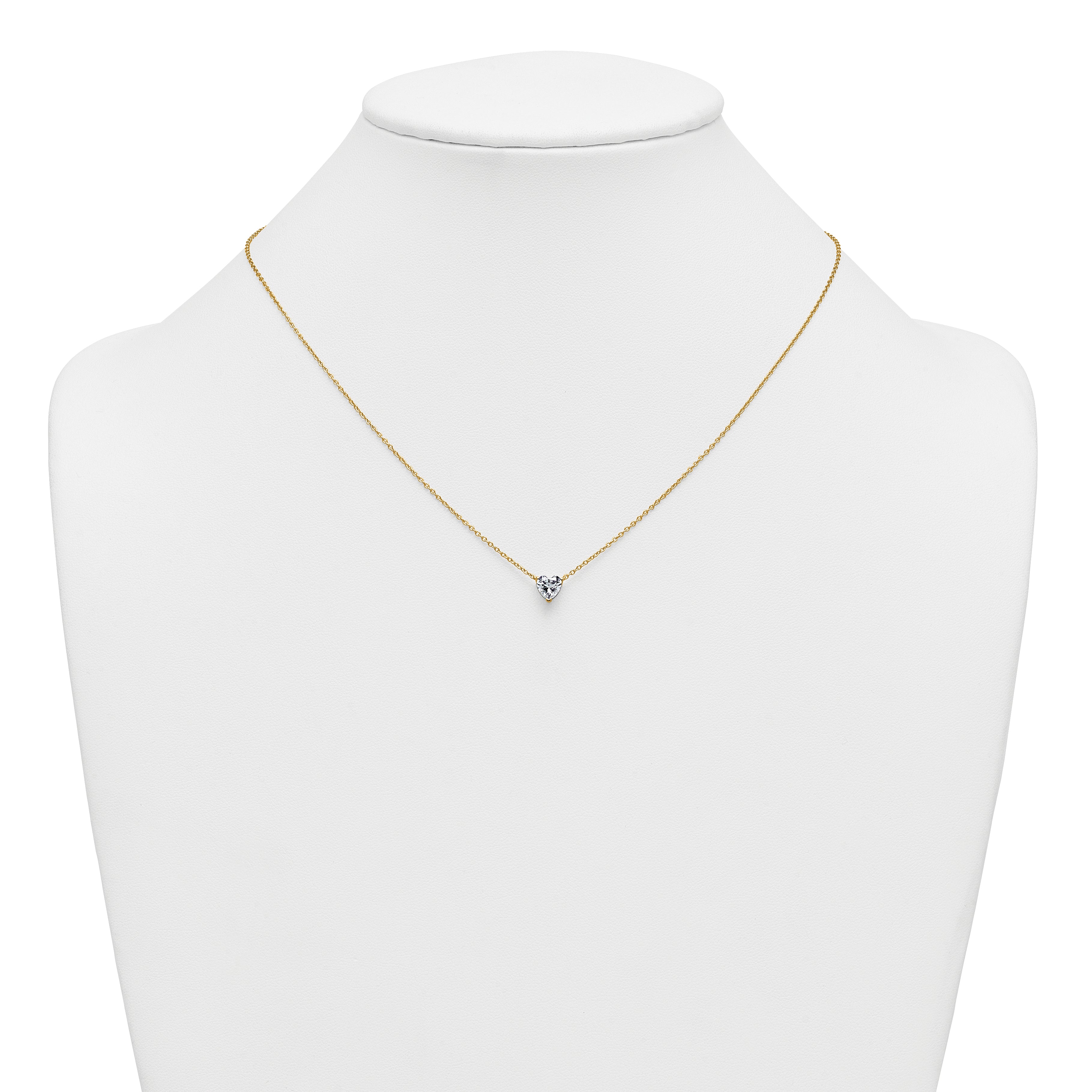 14k 3/4 carat Lab Grown Diamond VS+ F+ Heart Complete 18 inch Four Prong Pendant Necklace