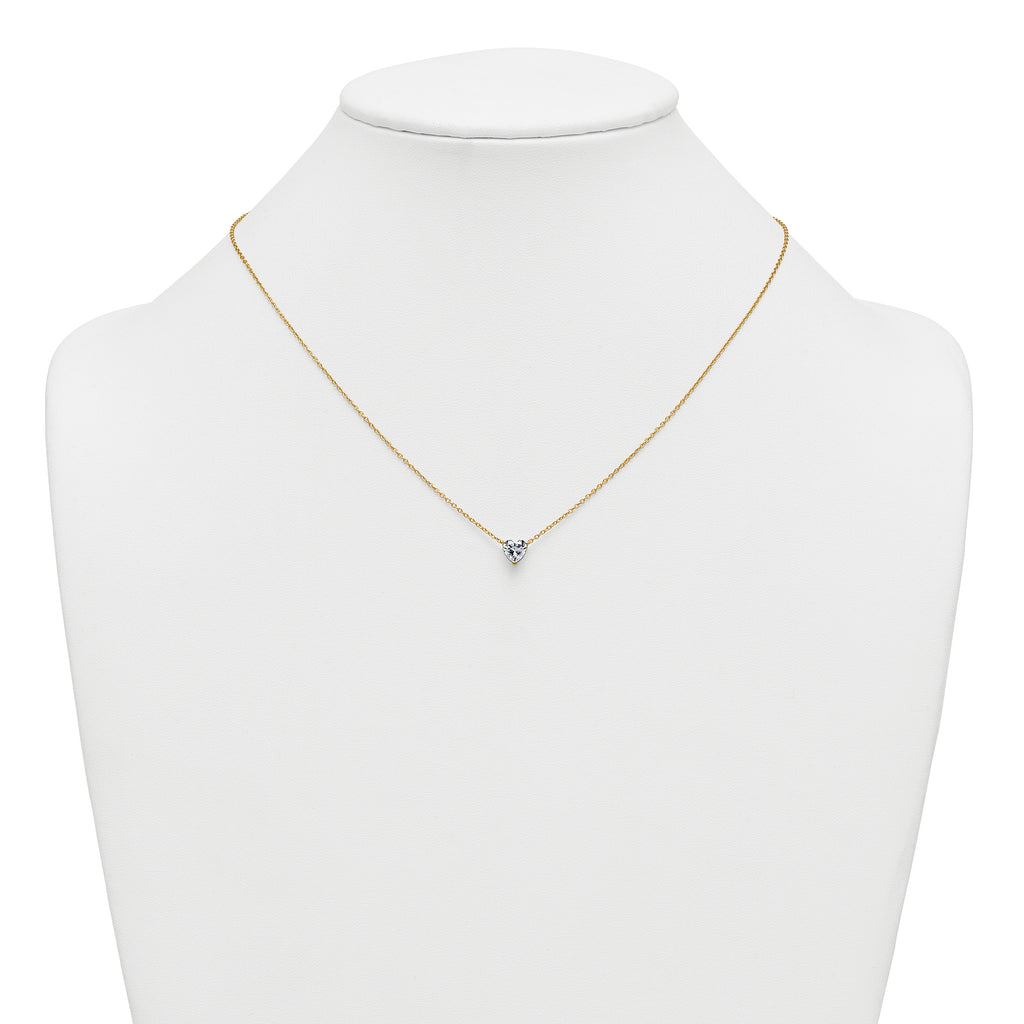 14k 3/4 carat Lab Grown Diamond VS+ F+ Heart Complete 18 inch Four Prong Pendant Necklace