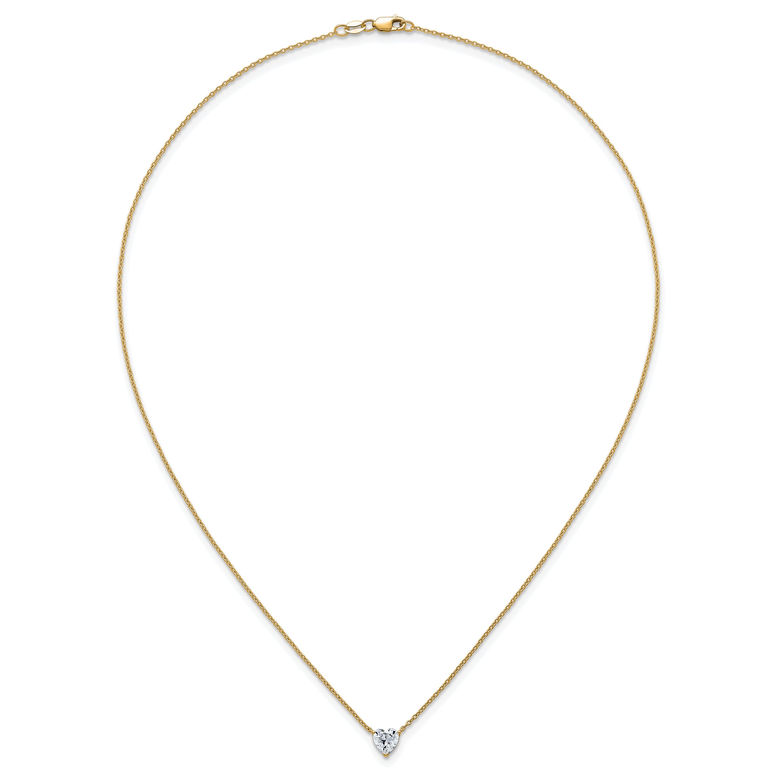 14k 3/4 carat Lab Grown Diamond VS+ F+ Heart Complete 18 inch Four Prong Pendant Necklace