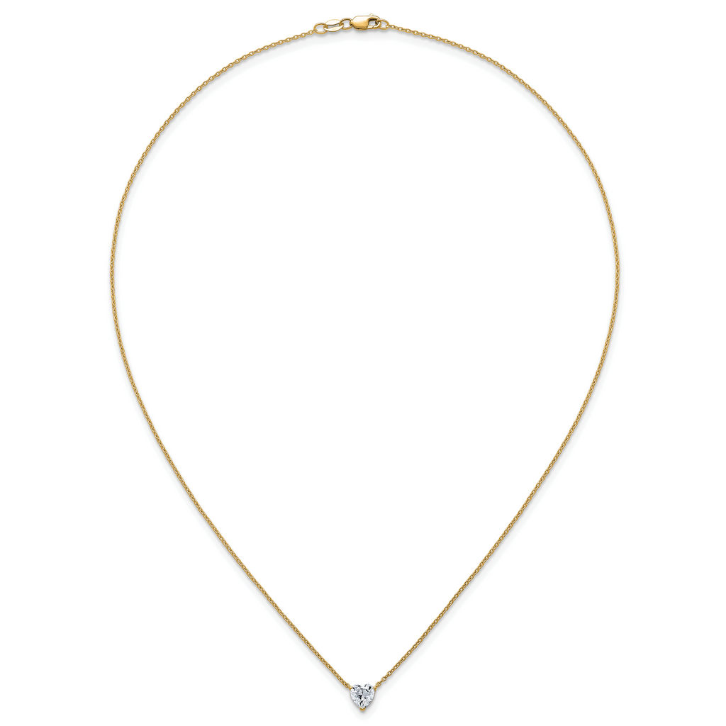14k 3/4 carat Lab Grown Diamond VS+ F+ Heart Complete 18 inch Four Prong Pendant Necklace