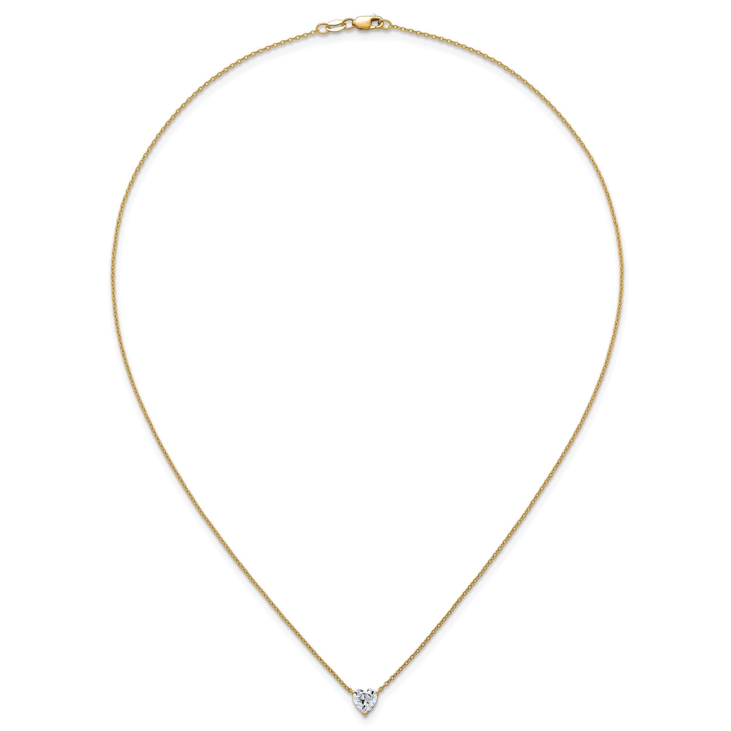 14k 3/4 carat Lab Grown Diamond VS+ F+ Heart Complete 18 inch Four Prong Pendant Necklace