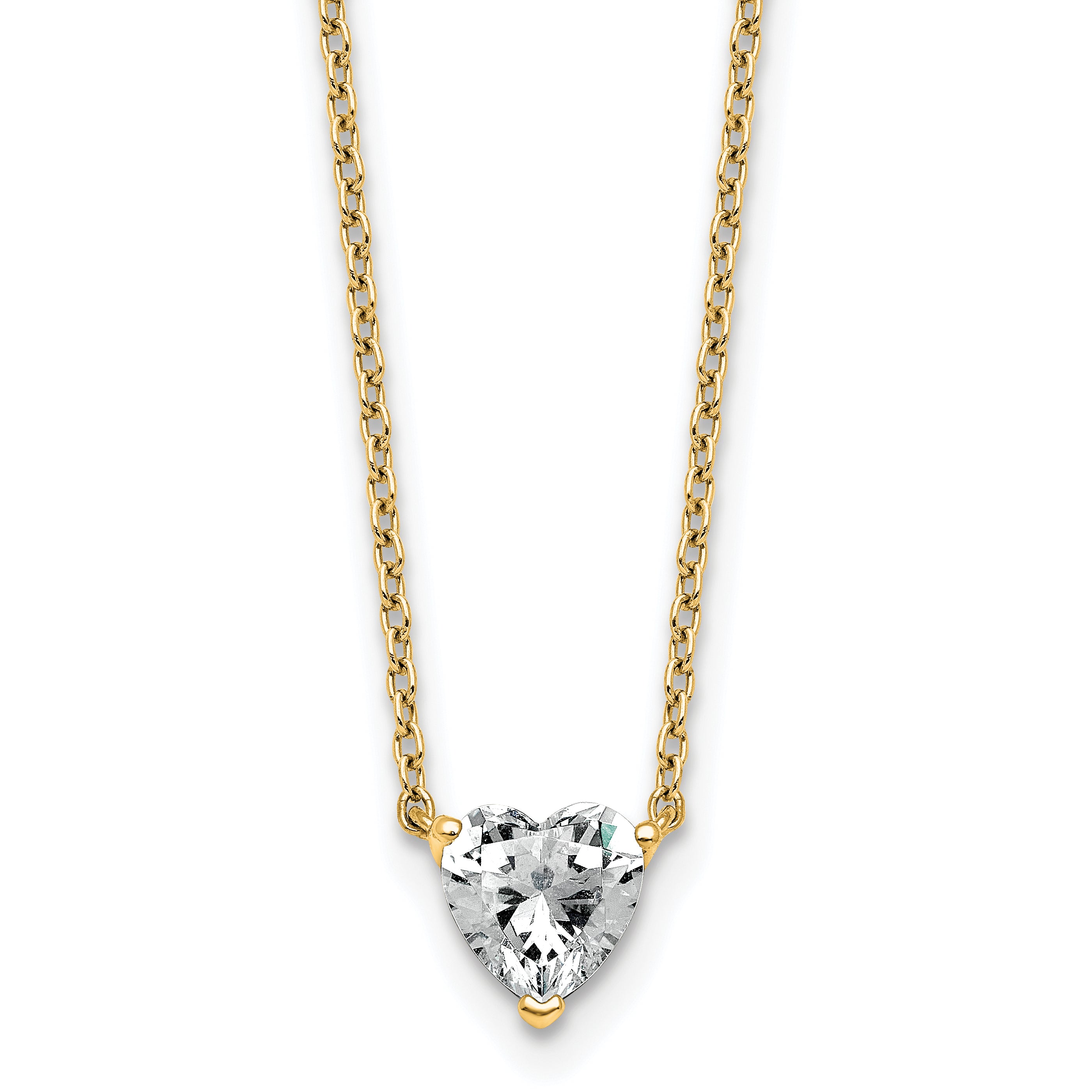 14k 3/4 carat Lab Grown Diamond VS+ F+ Heart Complete 18 inch Four Prong Pendant Necklace