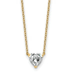 14k 3/4 carat Lab Grown Diamond VS+ F+ Heart Complete 18 inch Four Prong Pendant Necklace
