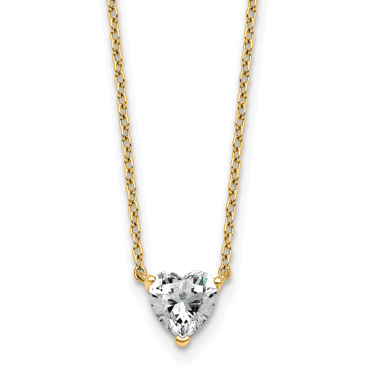 14k 3/4 carat Lab Grown Diamond VS+ F+ Heart Complete 18 inch Four Prong Pendant Necklace