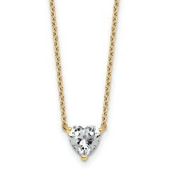 14k 3/4 carat Lab Grown Diamond VS+ F+ Heart Complete 18 inch Four Prong Pendant Necklace