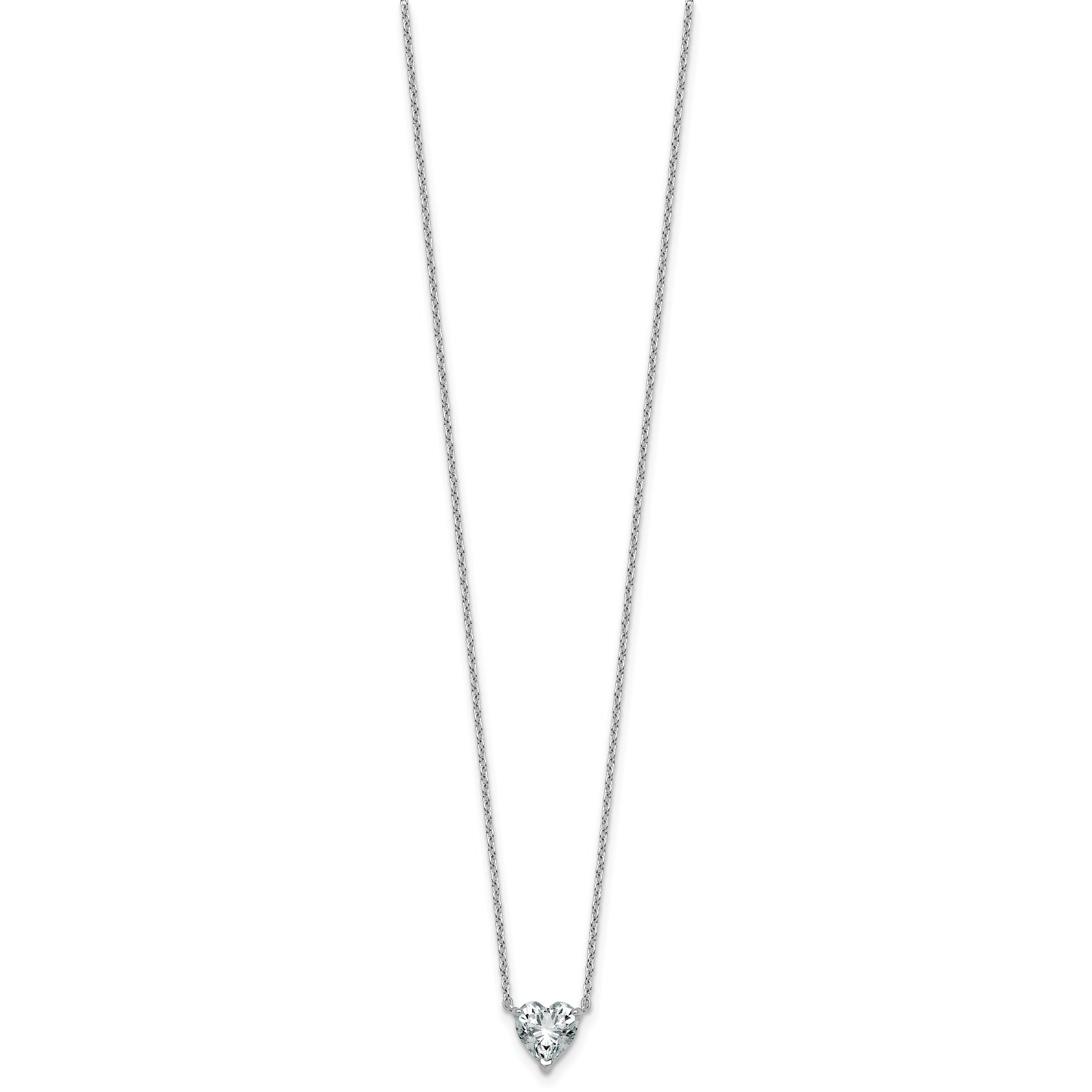 14k White Gold 1 carat Lab Grown Diamond VS+ F+ Heart Complete 18 inch Four Prong Pendant Necklace