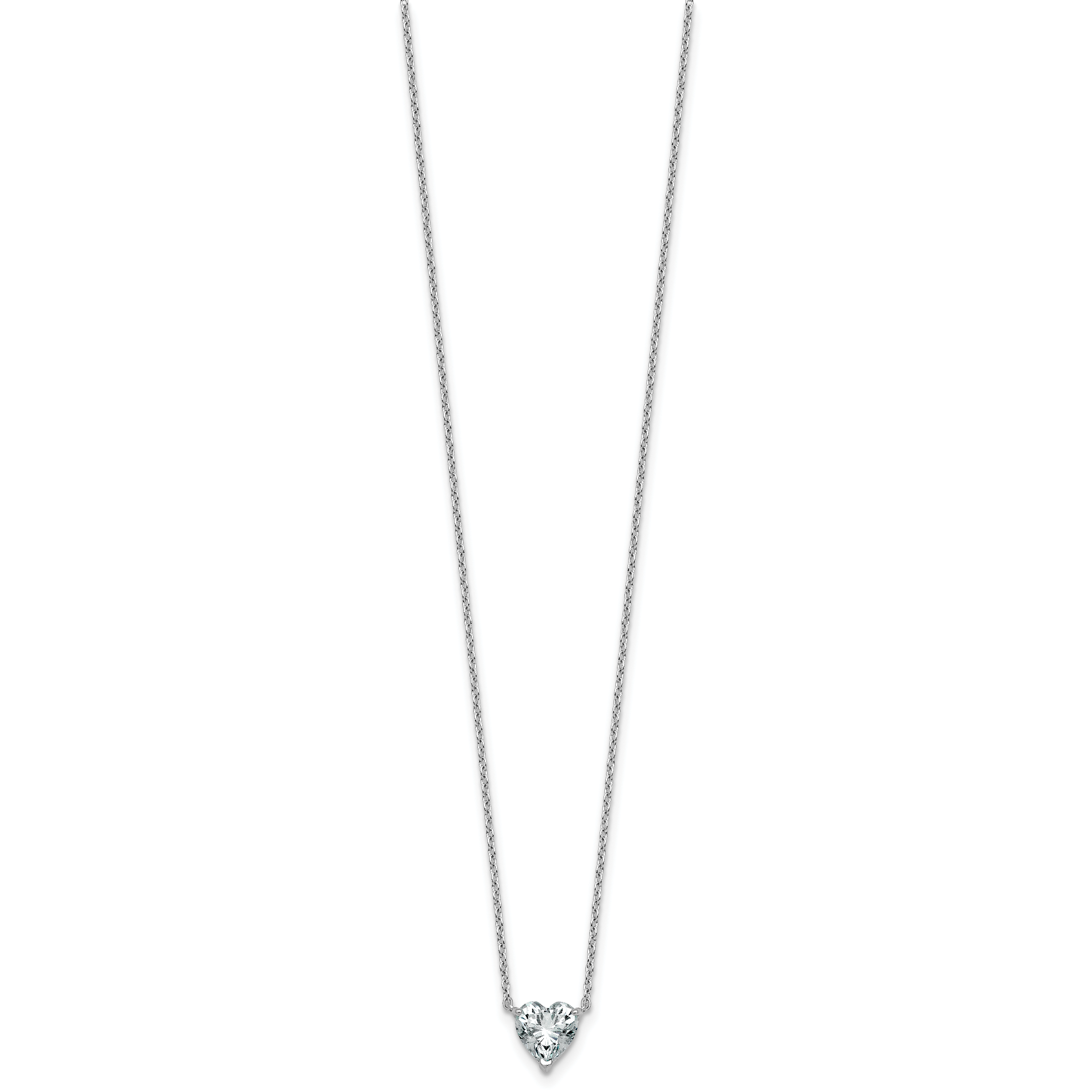 14k White Gold 1 carat Lab Grown Diamond VS+ F+ Heart Complete 18 inch Four Prong Pendant Necklace Secondary image