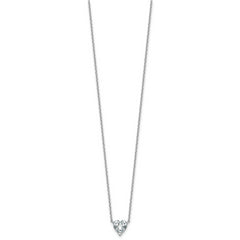 14k White Gold 1 carat Certified Lab Grown Diamond VS+ F+ Heart Complete 18 inch Four Prong Pendant Necklace