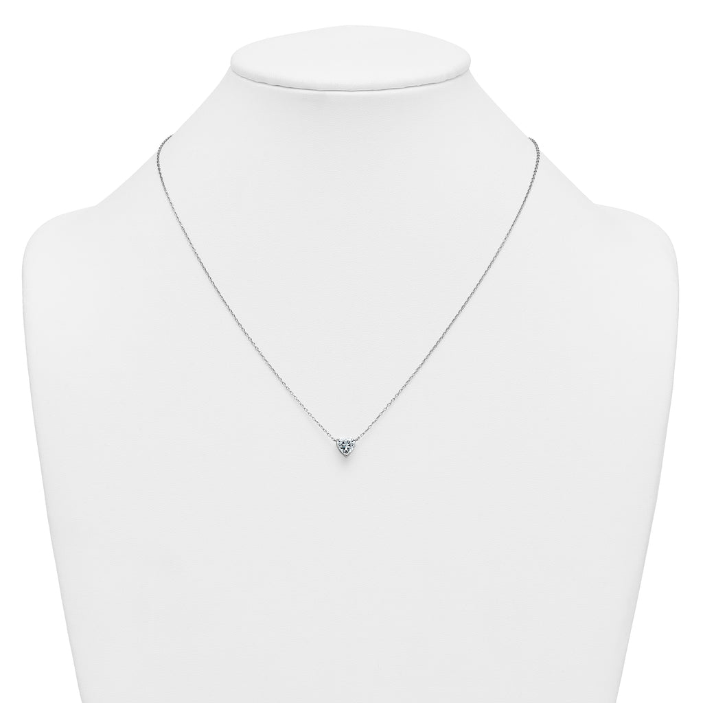 14k White Gold 1 carat Certified Lab Grown Diamond VS+ F+ Heart Complete 18 inch Four Prong Pendant Necklace