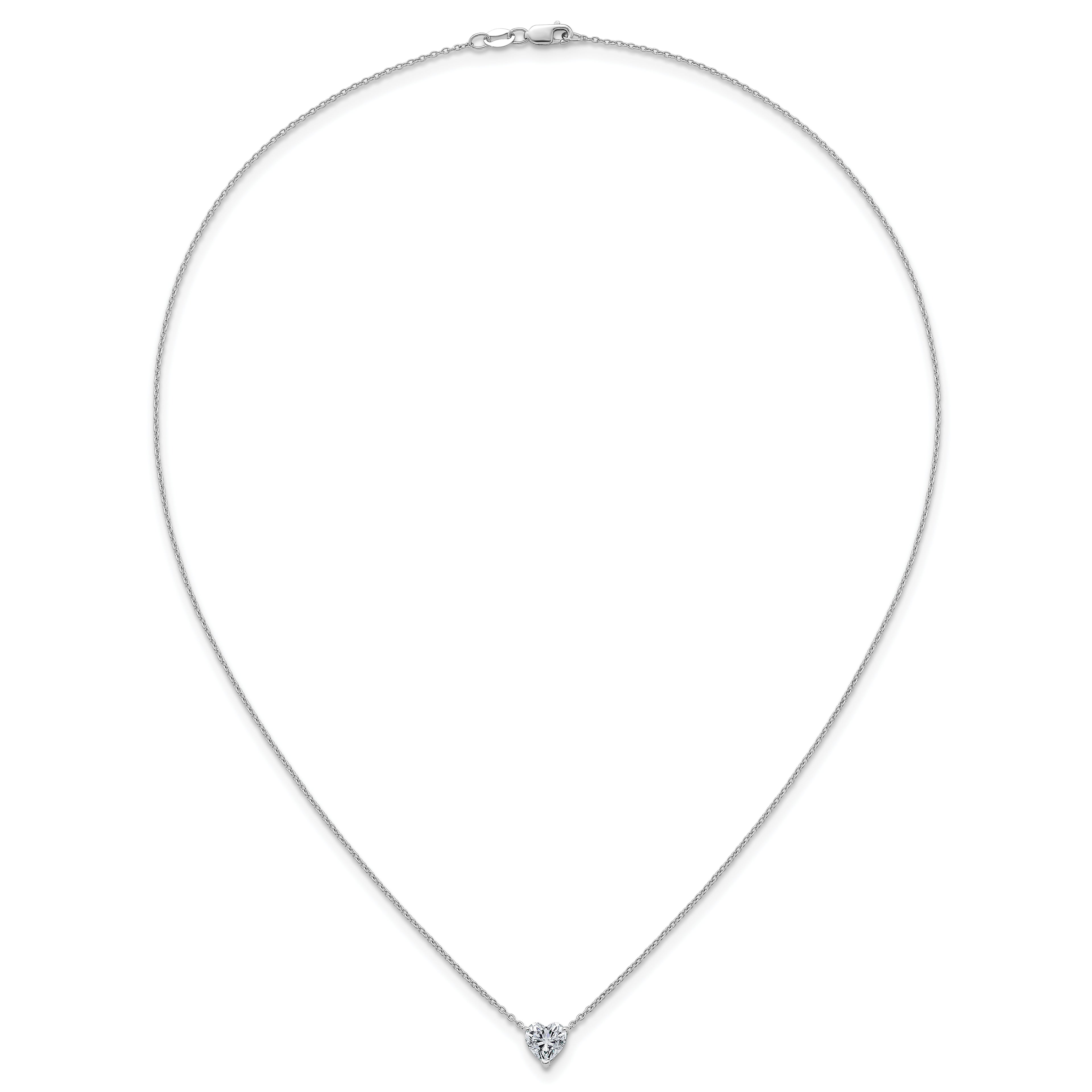 14k White Gold 1 carat Lab Grown Diamond VS+ F+ Heart Complete 18 inch Four Prong Pendant Necklace