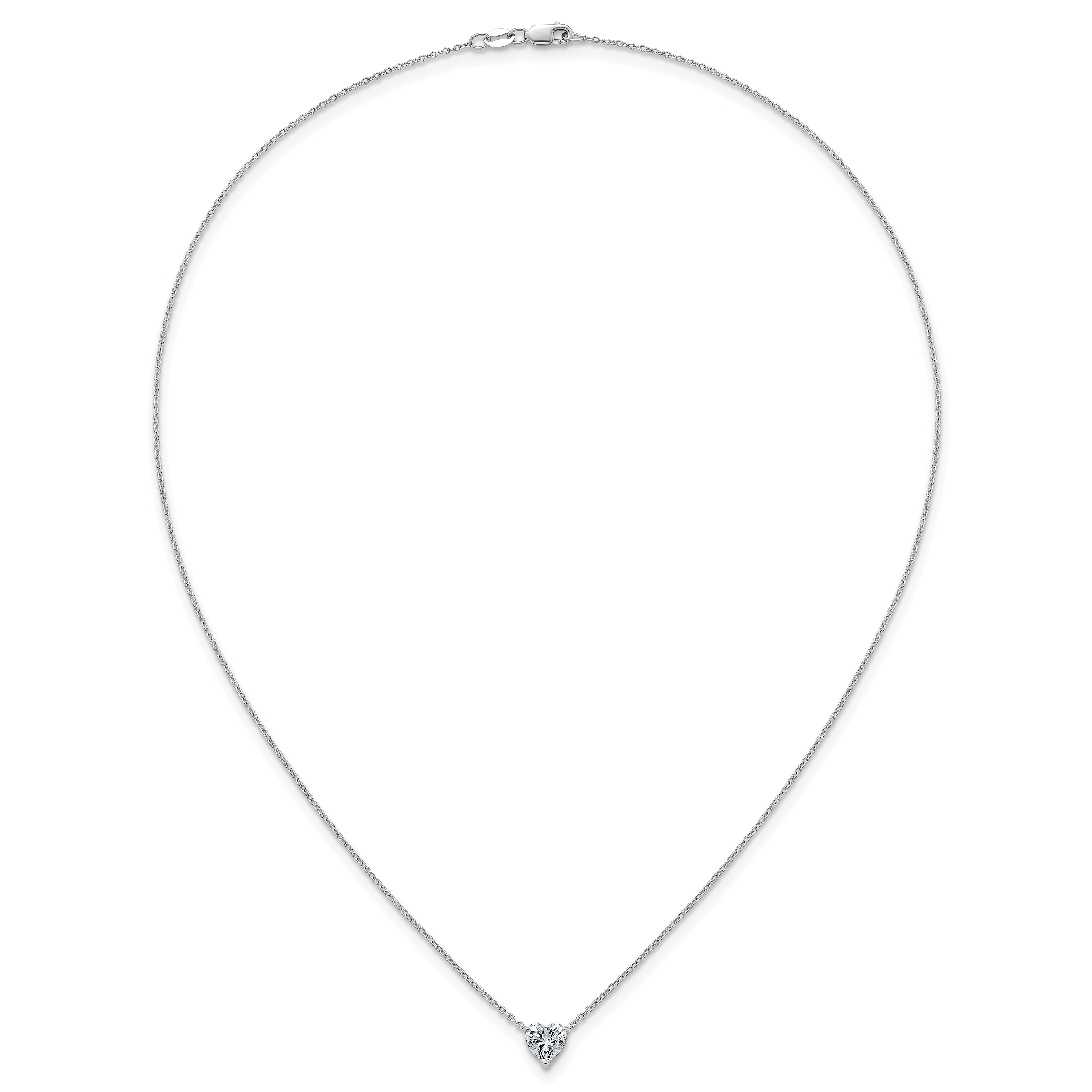14k White Gold 1 carat Certified Lab Grown Diamond VS+ F+ Heart Complete 18 inch Four Prong Pendant Necklace