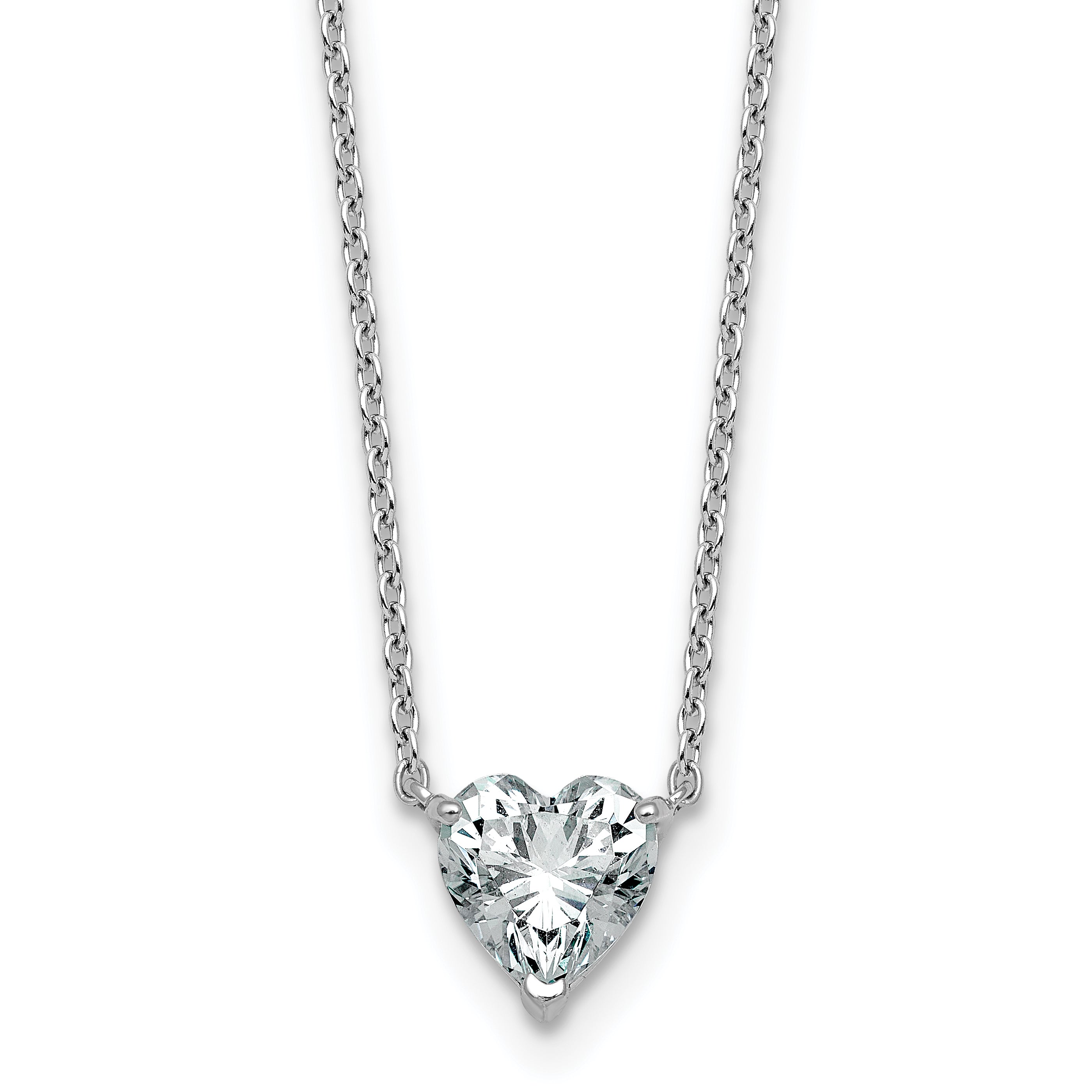 14k White Gold 1 carat Lab Grown Diamond VS+ F+ Heart Complete 18 inch Four Prong Pendant Necklace