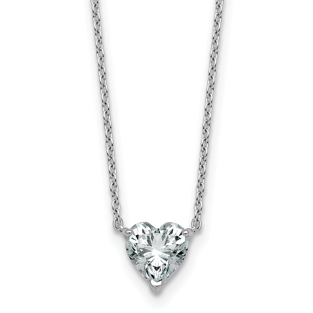 14k White Gold 1 carat Lab Grown Diamond VS+ F+ Heart Complete 18 inch Four Prong Pendant Necklace