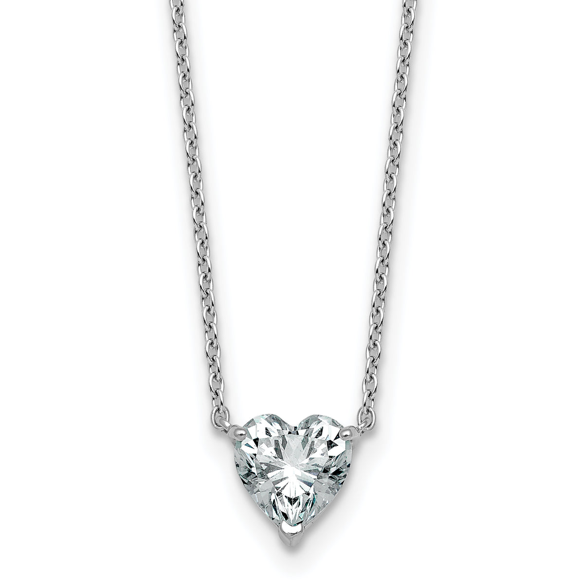 14k White Gold 1 carat Lab Grown Diamond VS+ F+ Heart Complete 18 inch Four Prong Pendant Necklace