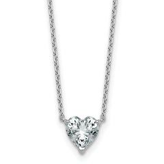 14k White Gold 1 carat Lab Grown Diamond VS+ F+ Heart Complete 18 inch Four Prong Pendant Necklace