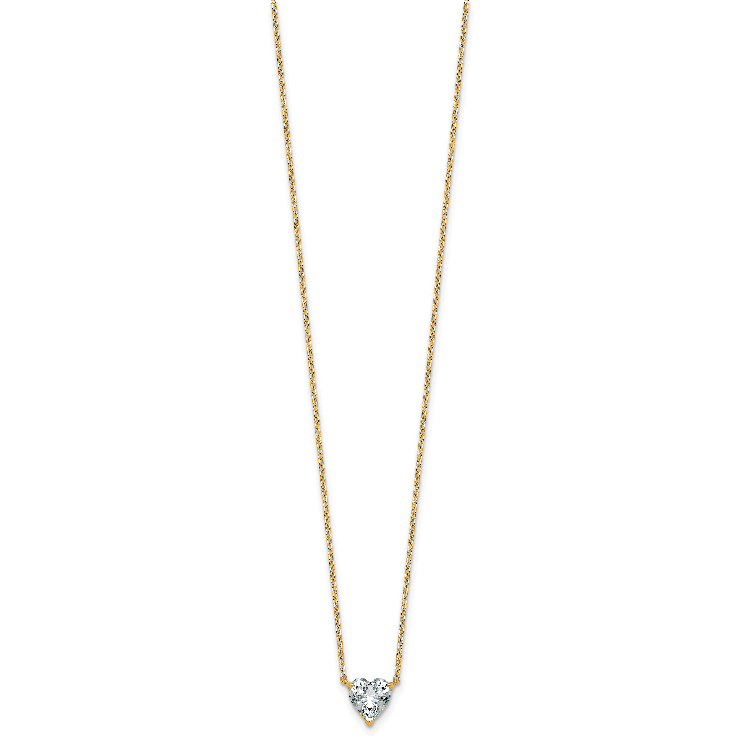 14k 1 carat Lab Grown Diamond VS+ F+ Heart Complete 18 inch Four Prong Pendant Necklace Secondary image