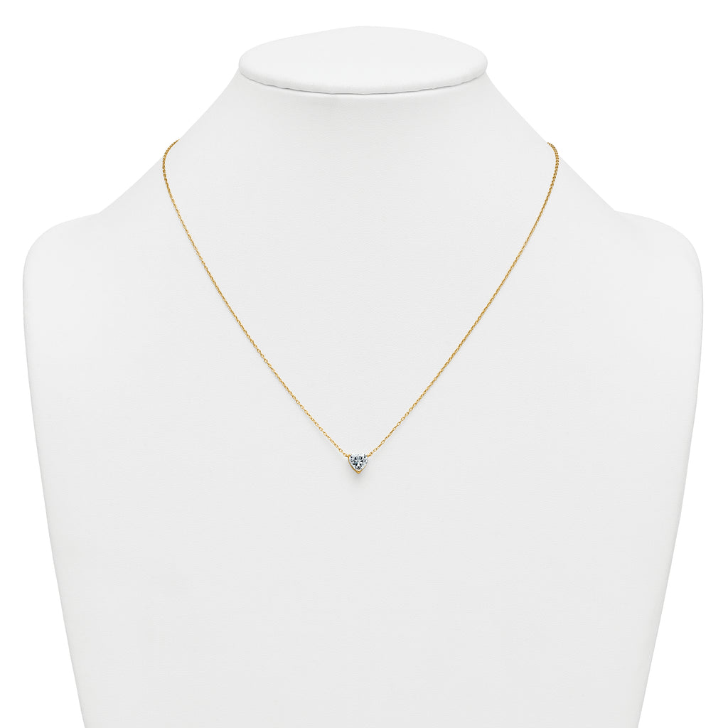 14k 1 carat Lab Grown Diamond VS+ F+ Heart Complete 18 inch Four Prong Pendant Necklace