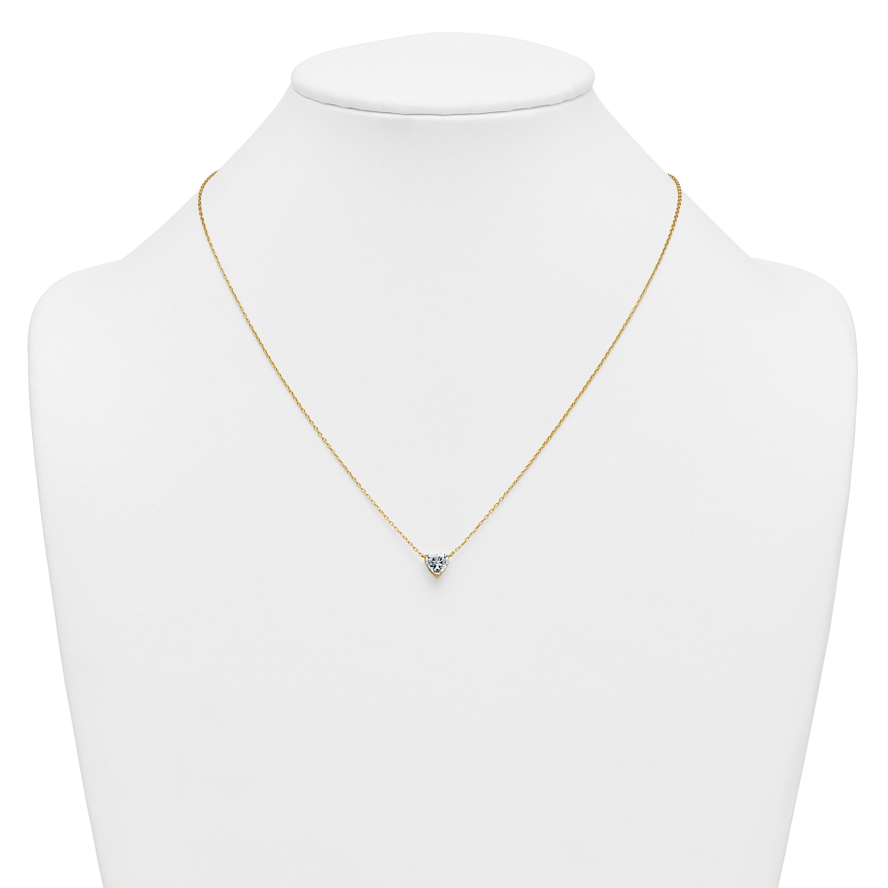 14k 1 carat Lab Grown Diamond VS+ F+ Heart Complete 18 inch Four Prong Pendant Necklace