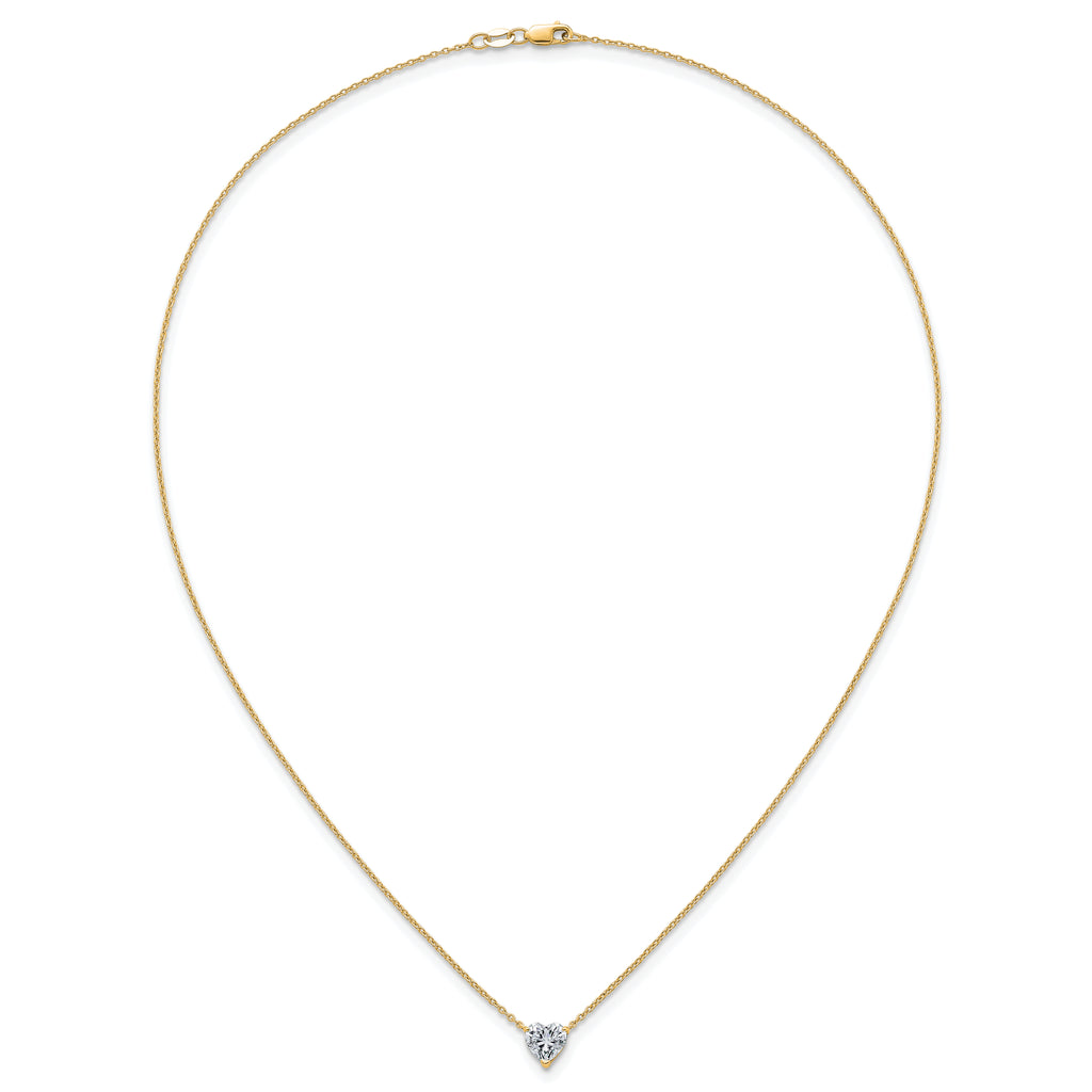 14k 1 carat Lab Grown Diamond VS+ F+ Heart Complete 18 inch Four Prong Pendant Necklace
