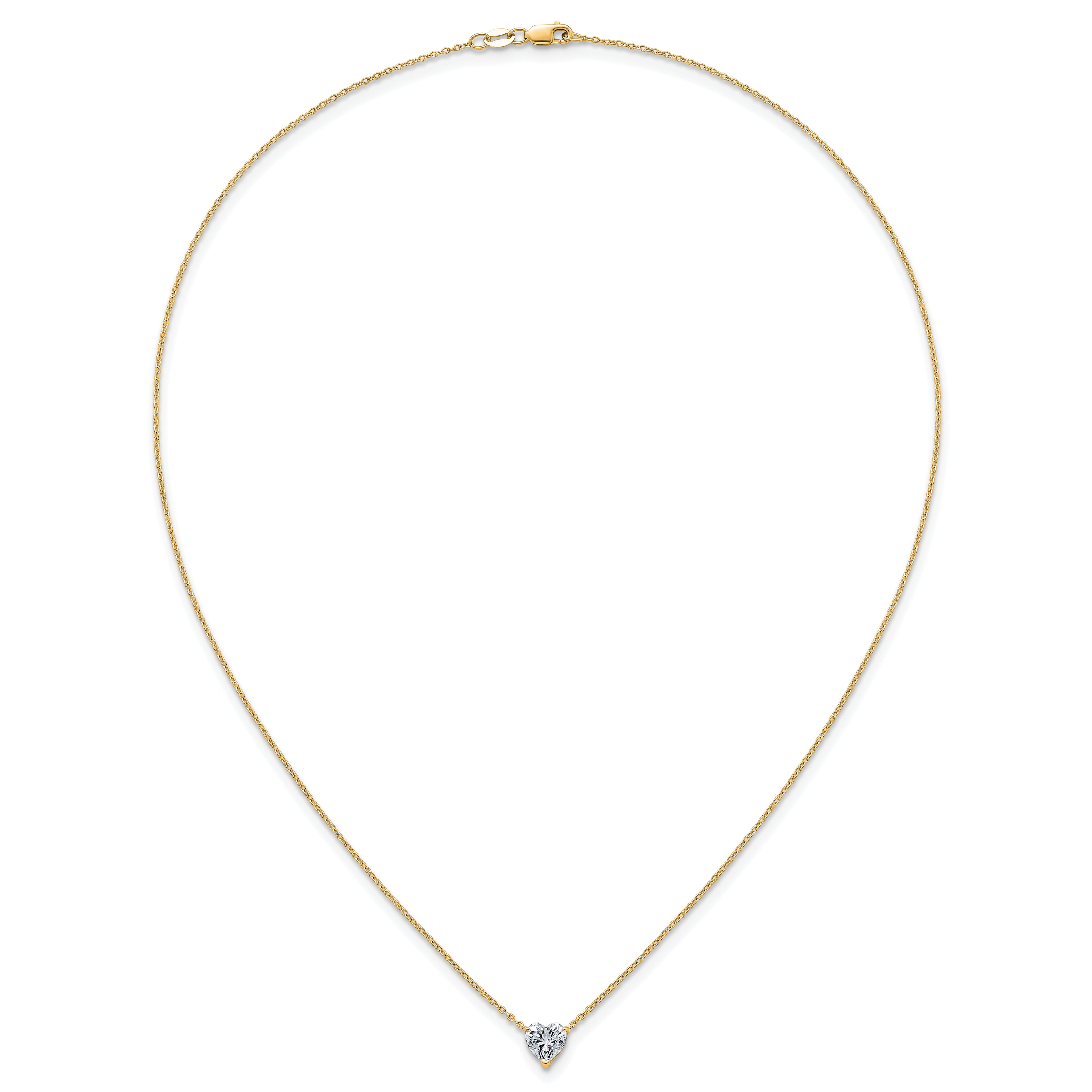 14k 1 carat Lab Grown Diamond VS+ F+ Heart Complete 18 inch Four Prong Pendant Necklace