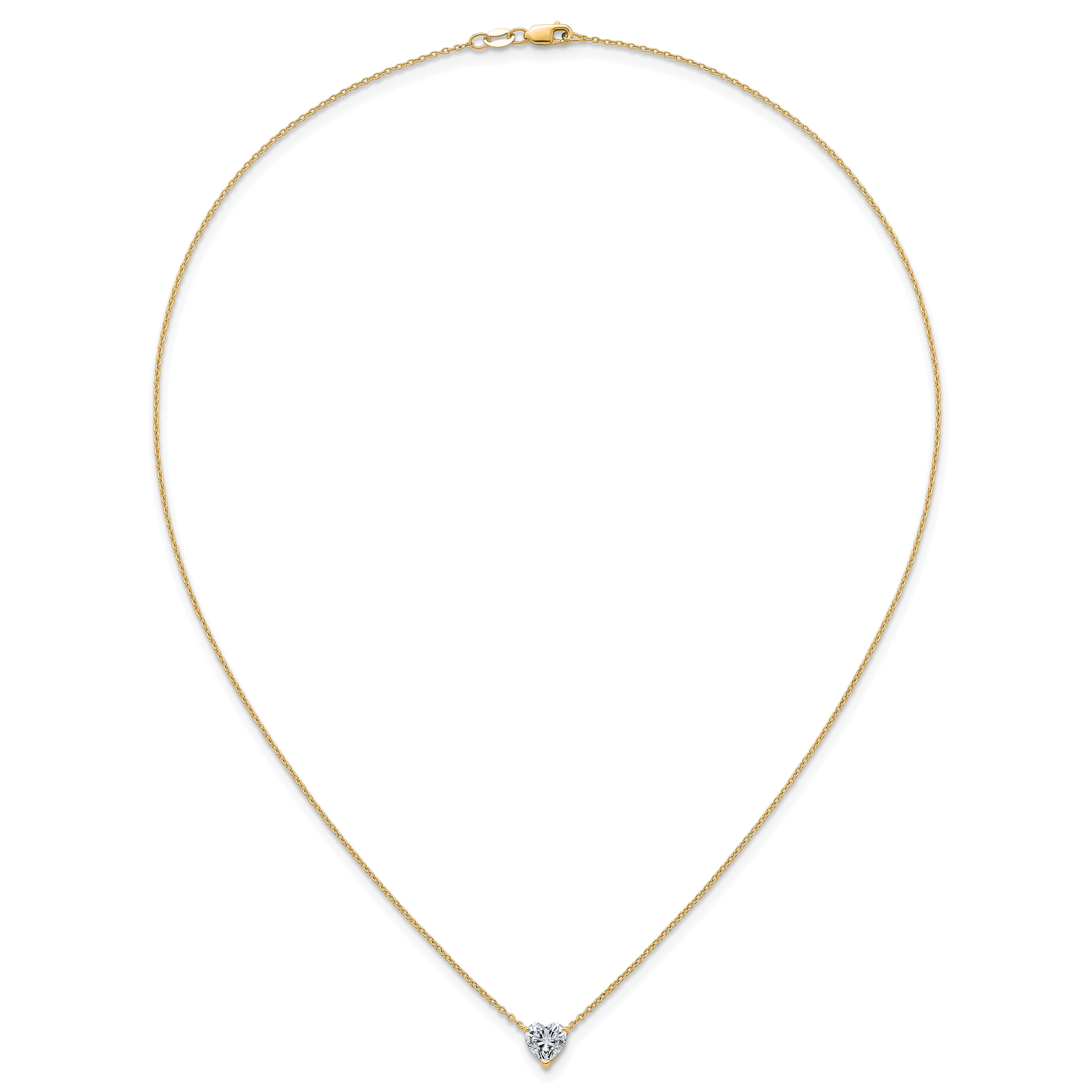 14k 1 carat Certified Lab Grown Diamond VS+ F+ Heart Complete 18 inch Four Prong Pendant Necklace