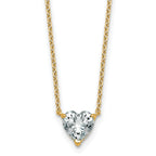 14k 1 carat Lab Grown Diamond VS+ F+ Heart Complete 18 inch Four Prong Pendant Necklace