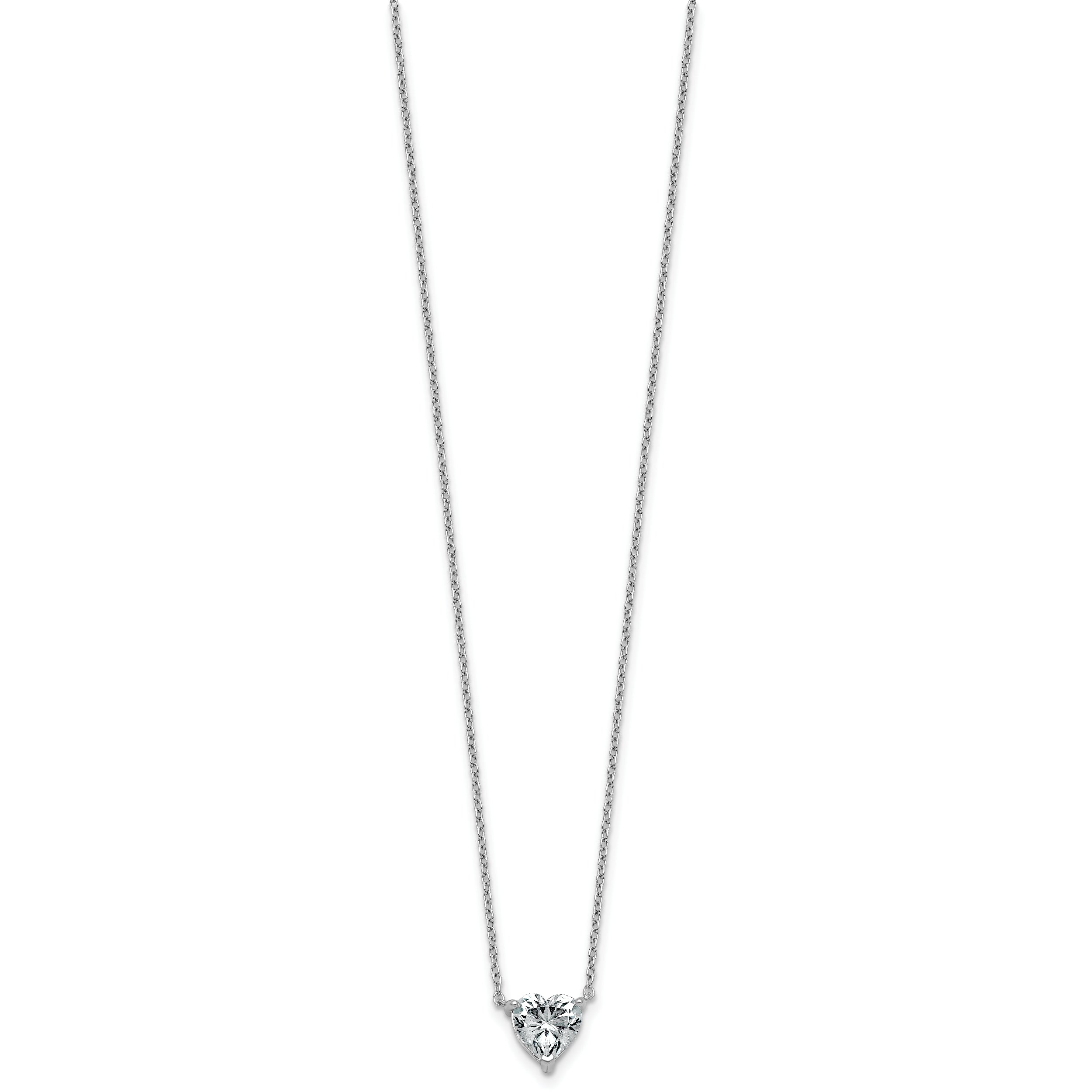 14k White Gold 1 1/2 carat Certified Lab Grown Diamond VS+ F+ Heart Complete 18 inch Four Prong Pendant Necklace