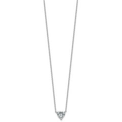 14k White Gold 1 1/2 carat Certified Lab Grown Diamond VS+ F+ Heart Complete 18 inch Four Prong Pendant Necklace