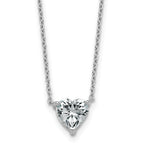 14k White Gold 1 1/2 carat Lab Grown Diamond VS+ F+ Heart Complete 18 inch Four Prong Pendant Necklace