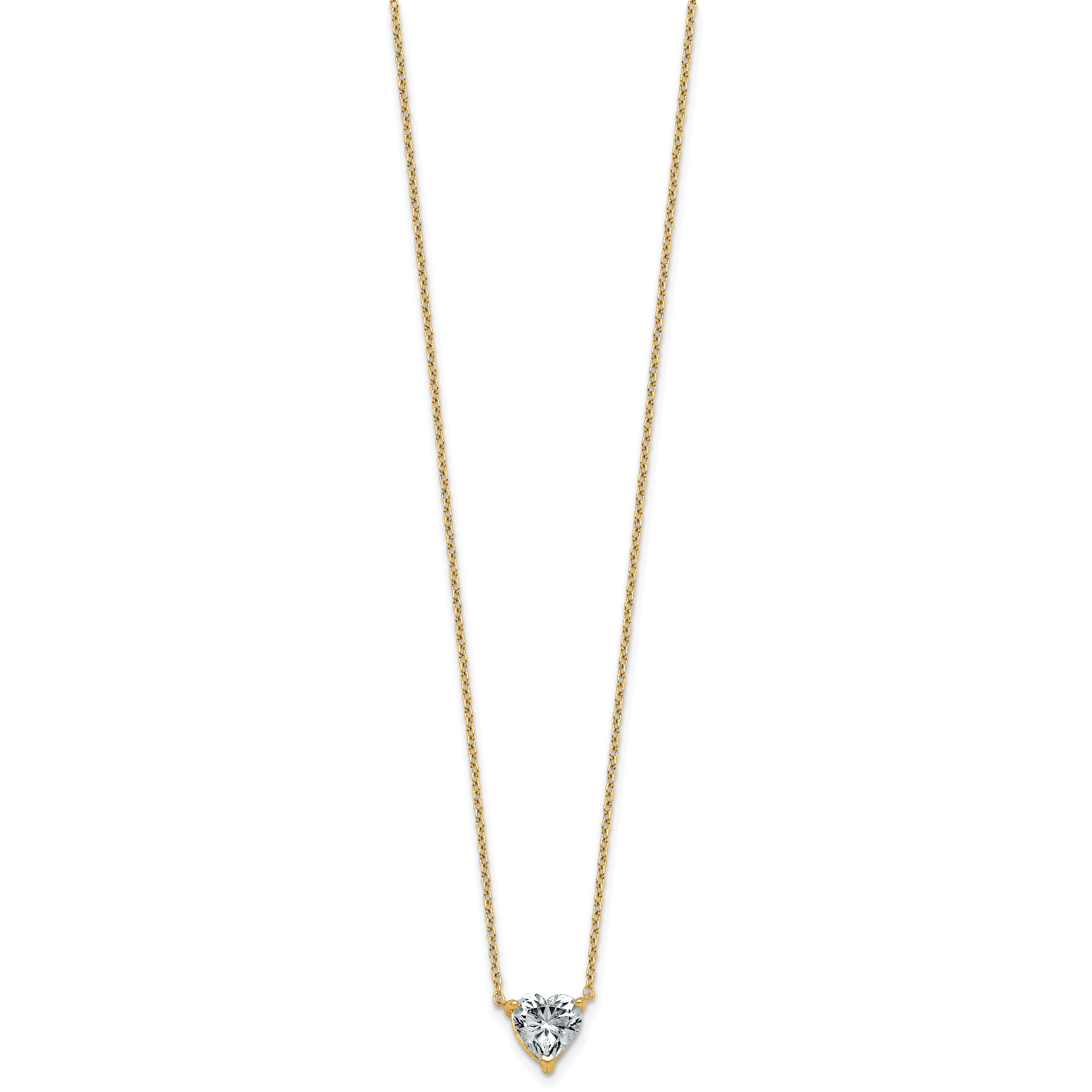 14k 1 1/2 carat Lab Grown Diamond VS+ F+ Heart Complete 18 inch Four Prong Pendant Necklace Secondary image