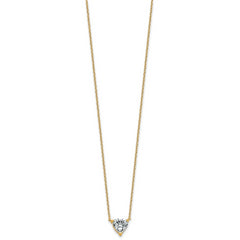 14k 1 1/2 carat Certified Lab Grown Diamond VS+ F+ Heart Complete 18 inch Four Prong Pendant Necklace
