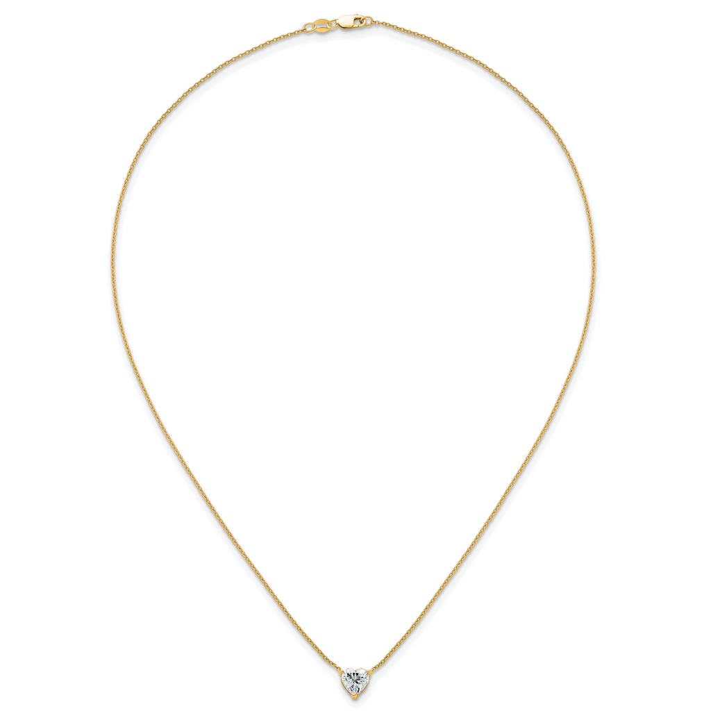 14k 1 1/2 carat Lab Grown Diamond VS+ F+ Heart Complete 18 inch Four Prong Pendant Necklace