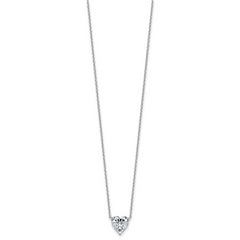 14k White Gold 2 carat Lab Grown Diamond VS+ F+ Heart Complete 18 inch Four Prong Pendant Necklace