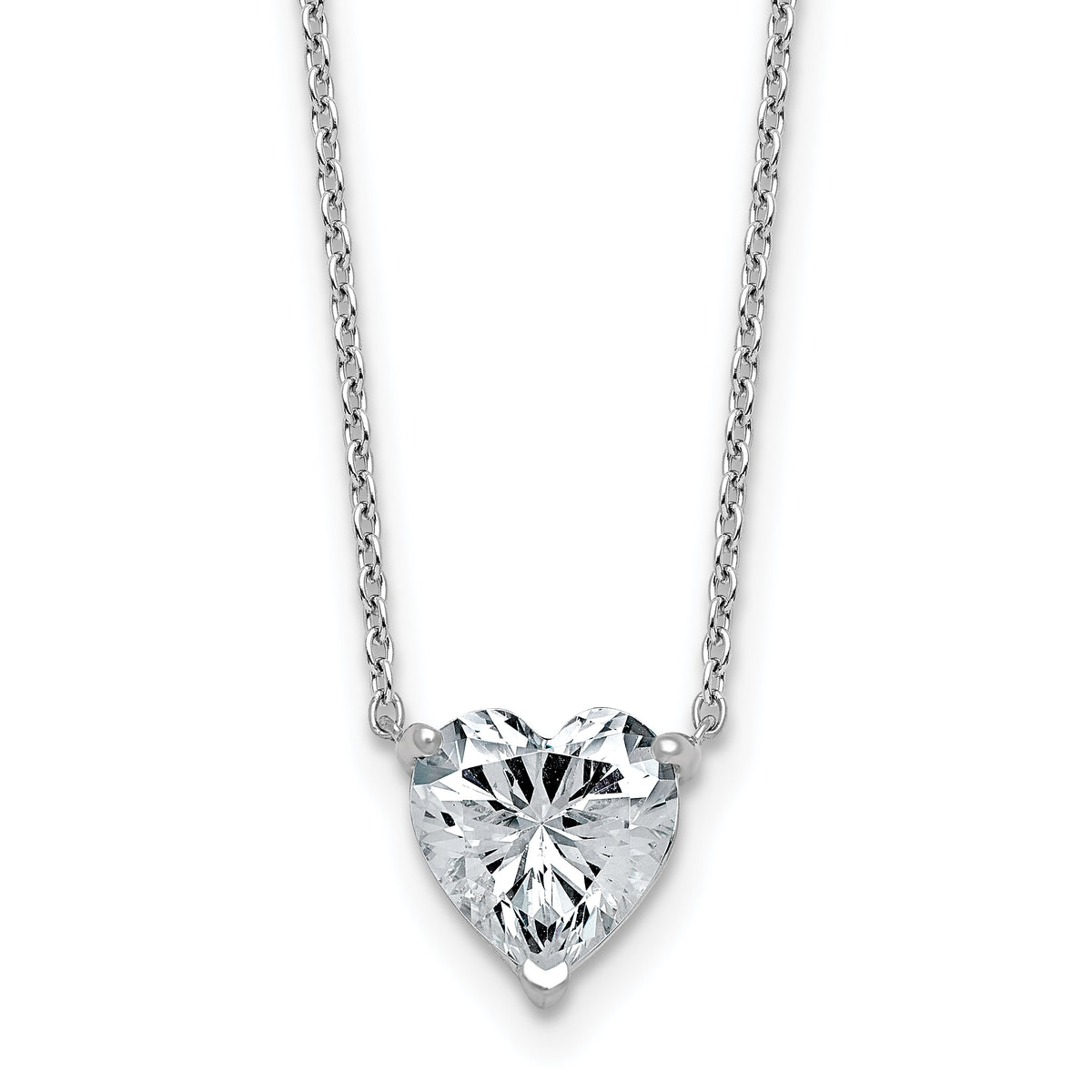 14kw 2ct Cert Lab Grown Dia VS+ F+ Heart Comp 18in Pendant Necklace