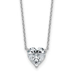 14k White Gold 2 carat Certified Lab Grown Diamond VS+ F+ Heart Complete 18 inch Four Prong Pendant Necklace