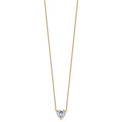 14k 2 carat Certified Lab Grown Diamond VS+ F+ Heart Complete 18 inch Four Prong Pendant Necklace