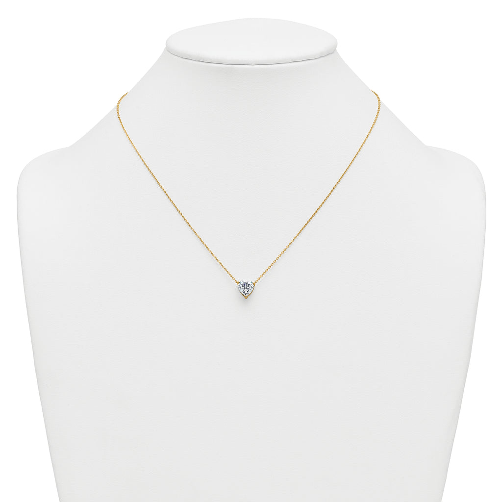 14k 2 carat Lab Grown Diamond VS+ F+ Heart Complete 18 inch Four Prong Pendant Necklace