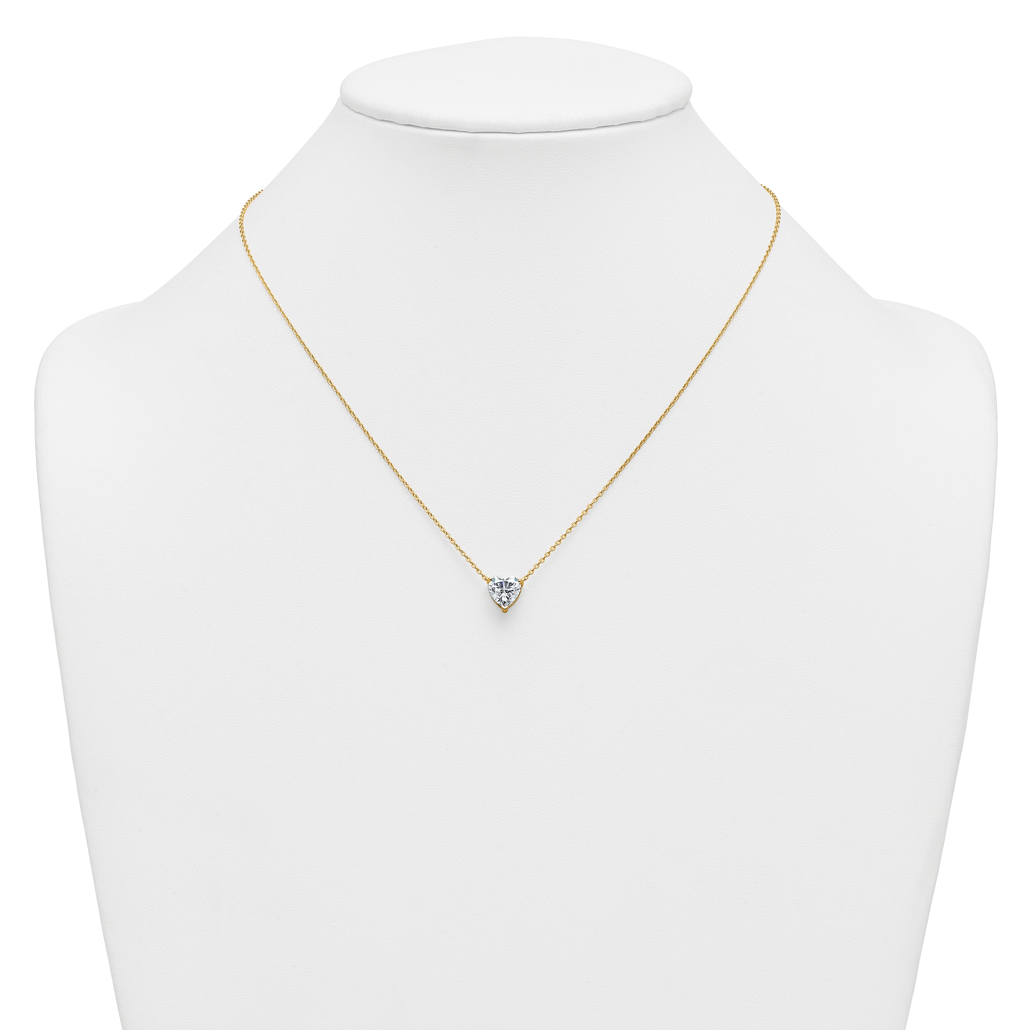 14k 2 carat Lab Grown Diamond VS+ F+ Heart Complete 18 inch Four Prong Pendant Necklace