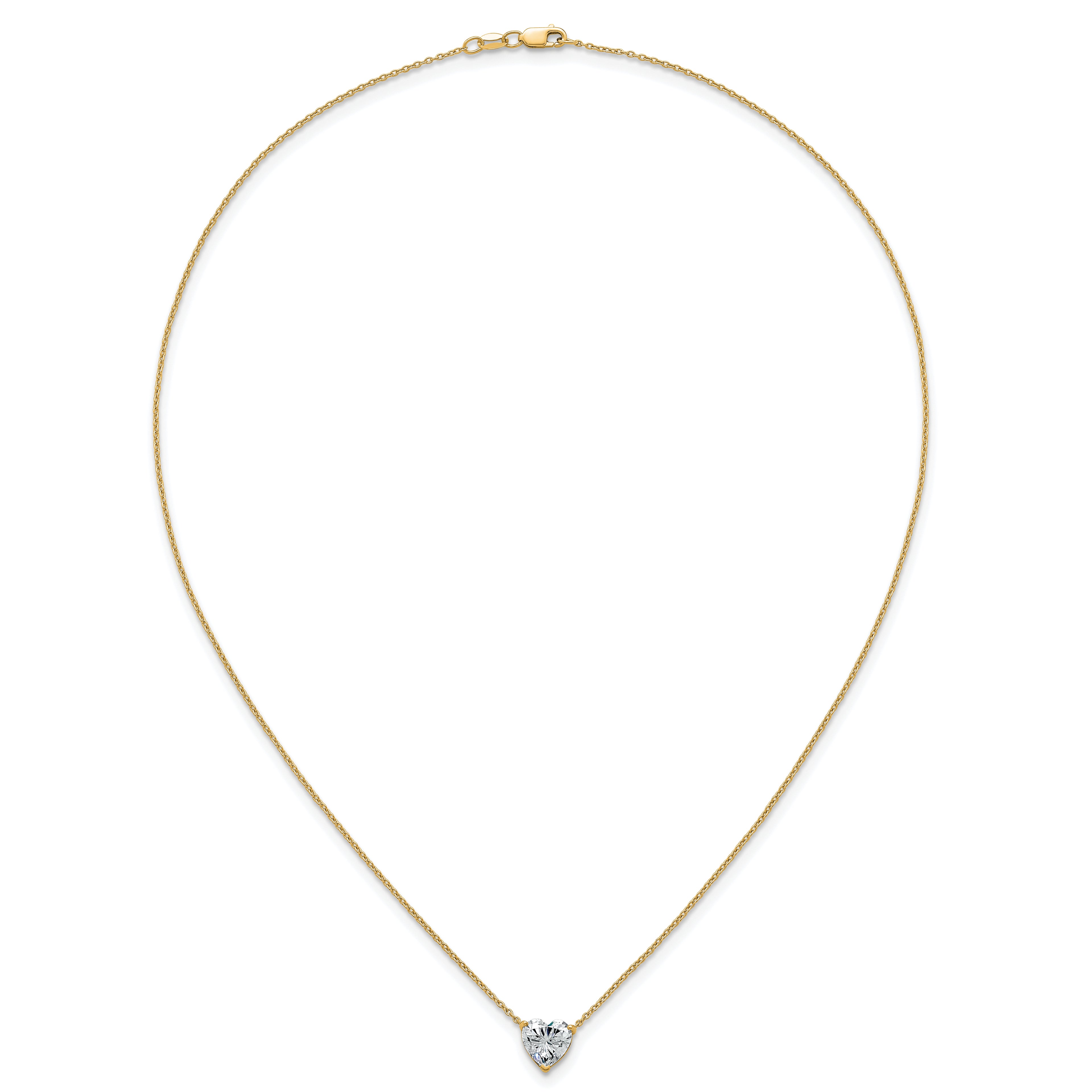 14k 2 carat Lab Grown Diamond VS+ F+ Heart Complete 18 inch Four Prong Pendant Necklace
