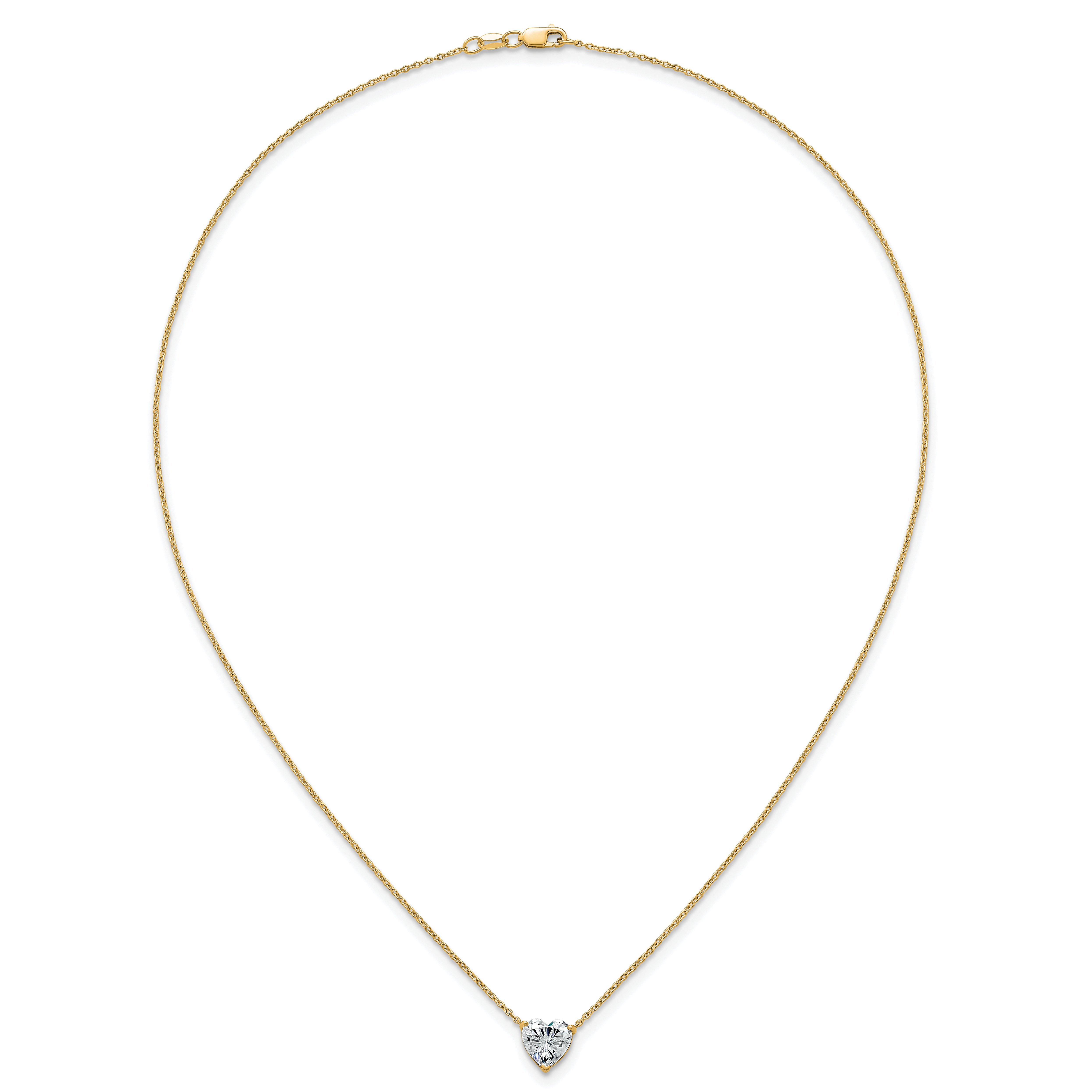 14k 2 carat Certified Lab Grown Diamond VS+ F+ Heart Complete 18 inch Four Prong Pendant Necklace
