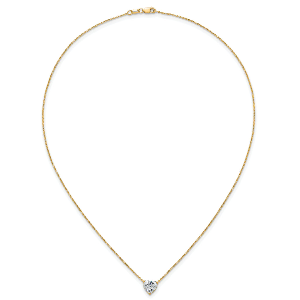 14k 2 carat Certified Lab Grown Diamond VS+ F+ Heart Complete 18 inch Four Prong Pendant Necklace