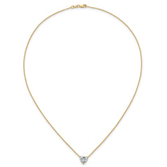 14k 2 carat Certified Lab Grown Diamond VS+ F+ Heart Complete 18 inch Four Prong Pendant Necklace